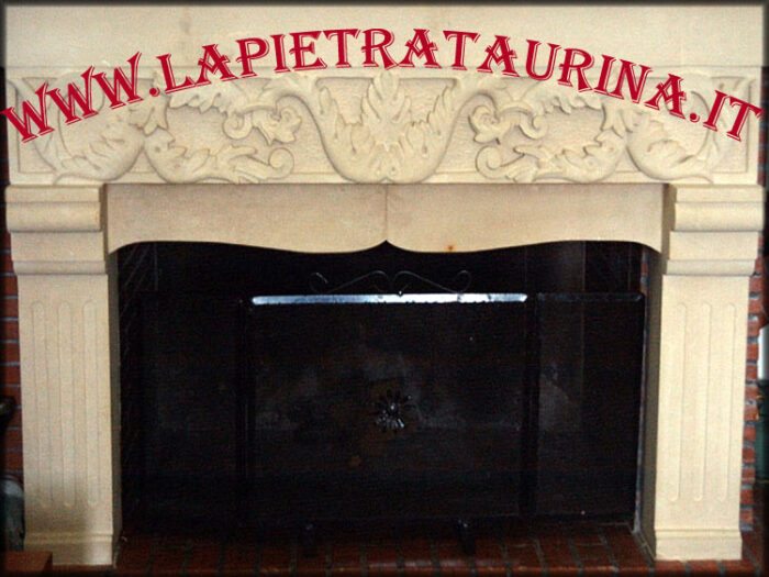 Stone frame for fireplace in carved italian stone